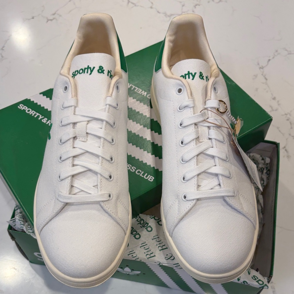 Sporty & Rich White and Green Men's Sneakers